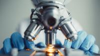 A close-up of a microscope.